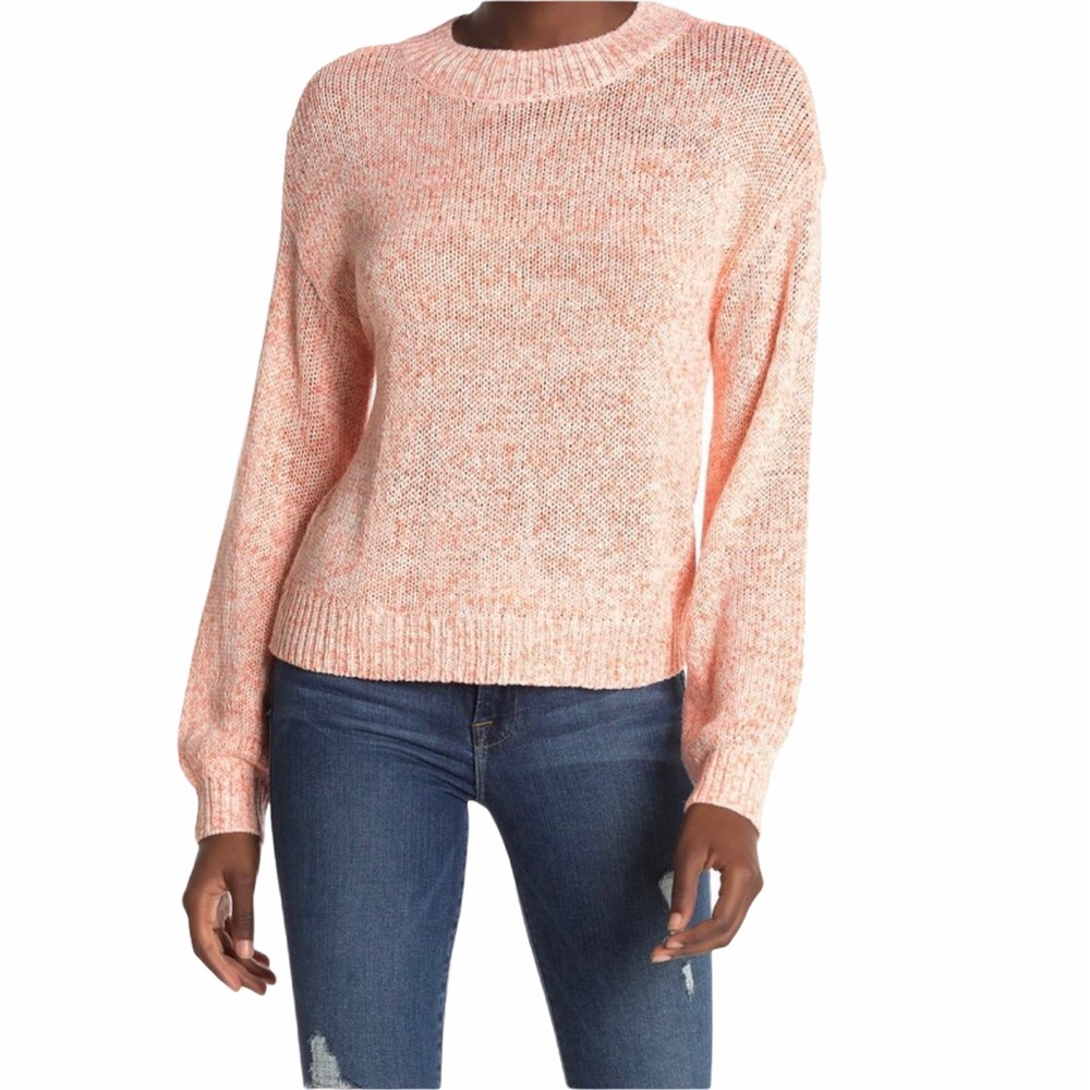ABOUND Sweater Coral Salmon Spring Daze Marled Blouson Sleeves Pullover Sweater